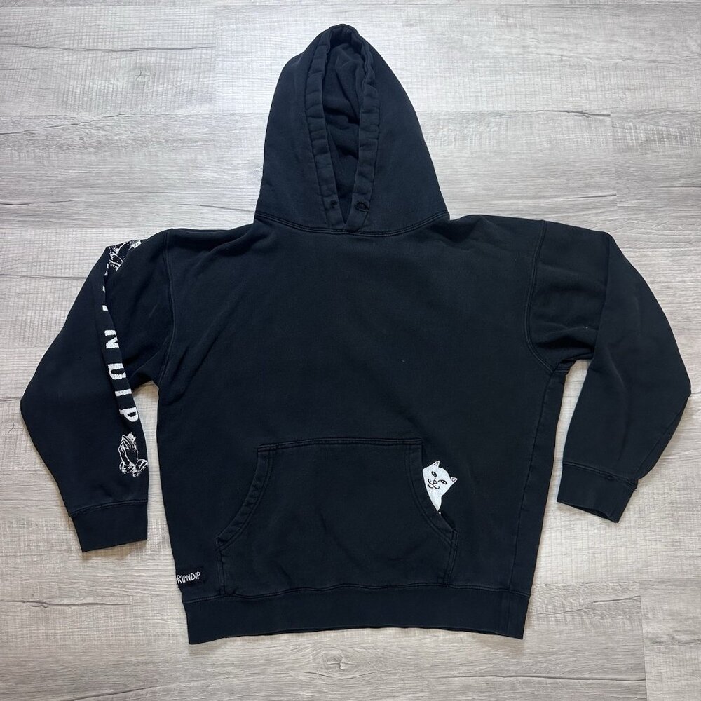RipNDip Cat Hoodie Medium Black Pullover Graphic Pocket Streetwear Rip N Dip
